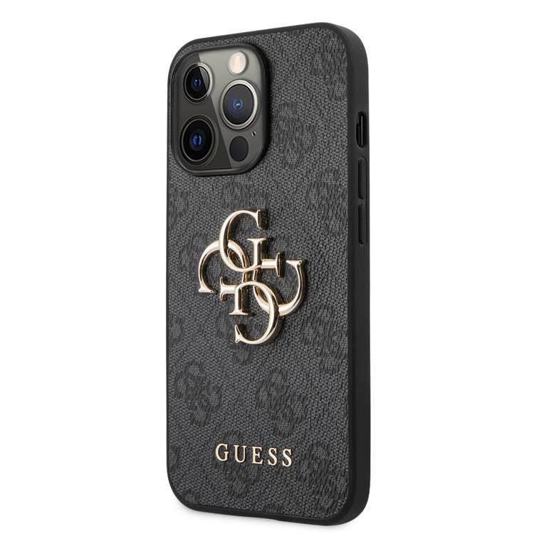 CG MOBILE Guess PU Leather 4G Big Metal Logo Compatible for iPhone 13 Pro Max (6.7") Anti-Scratch, Easy Access to All Ports, Shock Absorption & Drop Protection, Soft Leather Back Cover Suitable with Wireless Charging Officially Licensed
