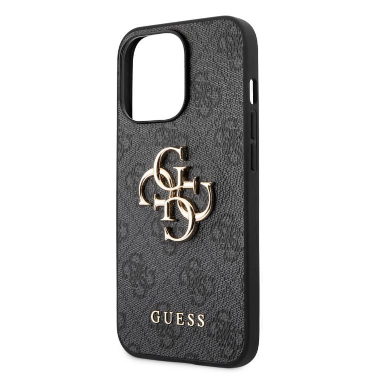 CG MOBILE Guess PU Leather 4G Big Metal Logo Compatible for iPhone 13 Pro Max (6.7") Anti-Scratch, Easy Access to All Ports, Shock Absorption & Drop Protection, Soft Leather Back Cover Suitable with Wireless Charging Officially Licensed