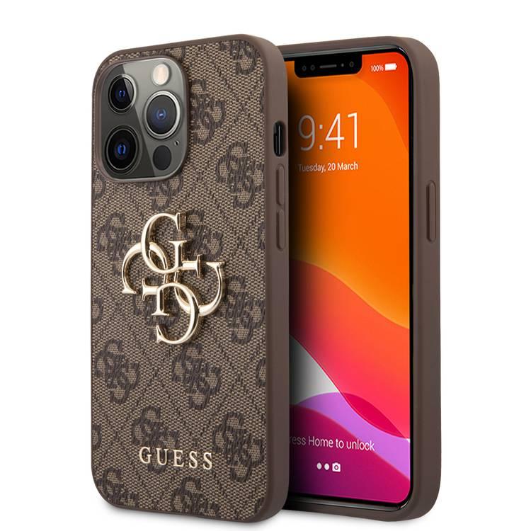 CG MOBILE Guess PU Leather 4G Big Metal Logo Compatible for iPhone 13 Pro (6.1") Anti-Scratch, Easy Access to All Ports, Shock Absorption & Drop Protection