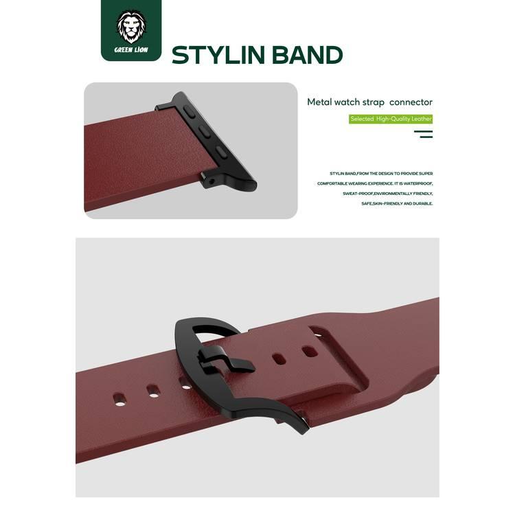 Green Lion Stylin Leather Watch Strap Band, Fit & Comfortable Replacement Wrist Band, Waterproof & Sweatproof Adjustable Straps Compatible for Apple Watch 42/44mm - Red