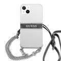 CG MOBILE Guess PC/TPU Transparent Case 4G Stripe with Anti-Lost Crossbody Chain Compatible for iPhone 13 Pro Max (6.7") Anti-Scratch, Easy Access to All Ports, Shock Absorption, Protective Back Cover Suitable with Wireless Charging Officially Licensed