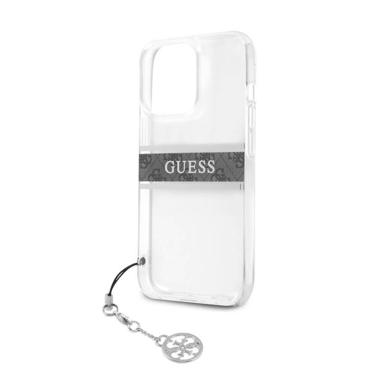 CG MOBILE Guess PC/TPU Transparent Case 4G Stripe with Elegant Charm Compatible for iPhone 13 Pro Max (6.7") Anti-Scratch, Easy Access to All Ports, Shock Absorption & Drop Protective Back Cover Suitable with Wireless Charging Officially Licensed
