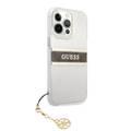 CG MOBILE Guess PC/TPU Transparent Case 4G Stripe with Elegant Charm Compatible for iPhone 13 Pro (6.1") Anti-Scratch, Easy Access to All Ports, Shock Absorption 