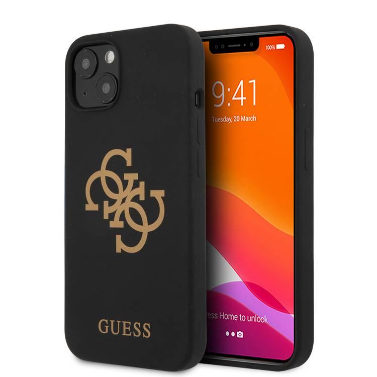 CG MOBILE Guess Liquid Silicone Case Big 4G with Logo Print Compatible for iPhone 13 (6.1") Anti-Scratch, Easy Access to All Ports, Shock Absorption