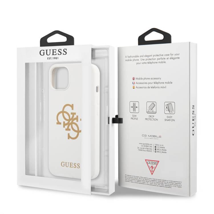 CG MOBILE Guess Liquid Silicone Case Big 4G with Logo Print Compatible for iPhone 13 Mini (5.4") Anti-Scratch, Easy Access to All Ports, Shock Absorption