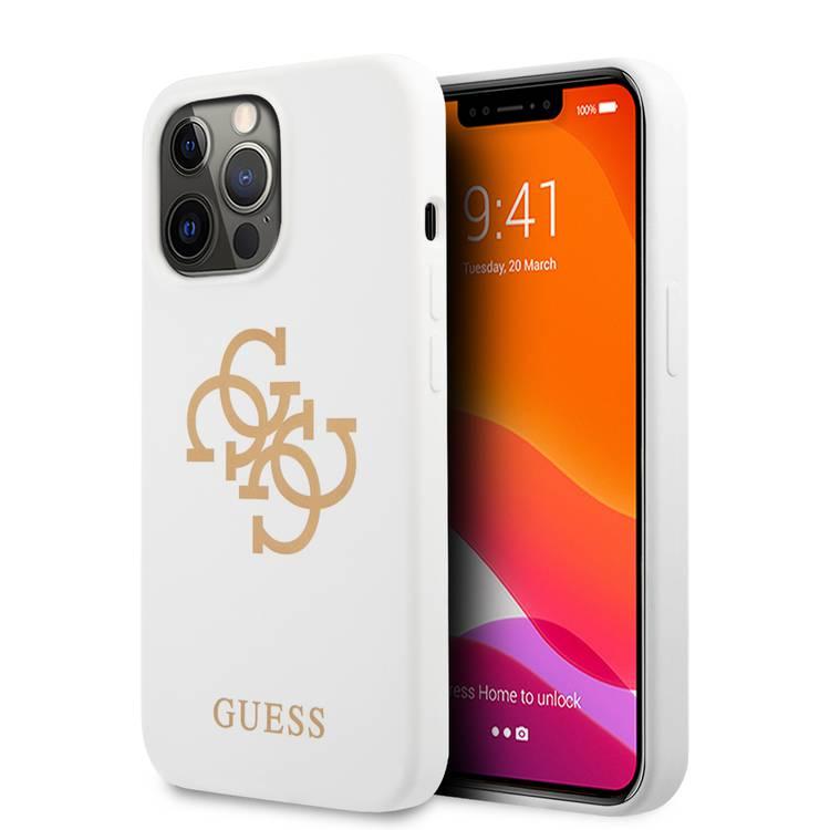 CG MOBILE Guess Liquid Silicone Case Big 4G with Logo Print Compatible for iPhone 13 Pro (6.1") Anti-Scratch, Easy Access to All Ports, Shock Absorption