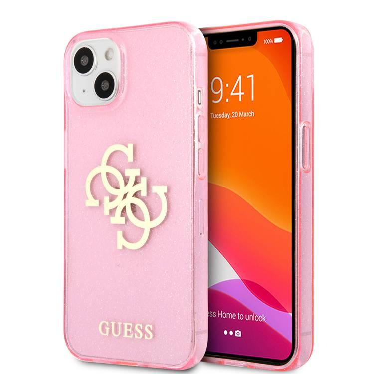 CG MOBILE Guess TPU Full Glitter Cases 4G Logo Compatible for iPhone 13 (6.1") Anti-Scratch, Easy Access to All Ports, Shock Absorption