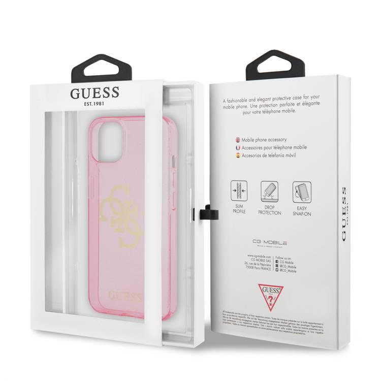 CG MOBILE Guess TPU Full Glitter Cases 4G Logo Compatible for iPhone 13 (6.1") Anti-Scratch, Easy Access to All Ports, Shock Absorption