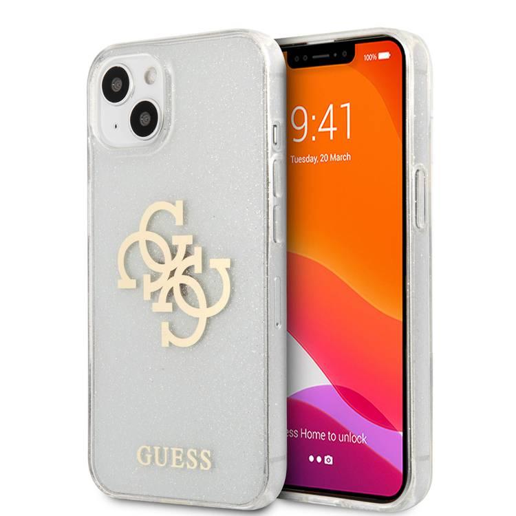CG MOBILE Guess TPU Full Glitter Cases 4G Logo Compatible for iPhone 13 Mini (5.4") Anti-Scratch, Easy Access to All Ports, Shock Absorption
