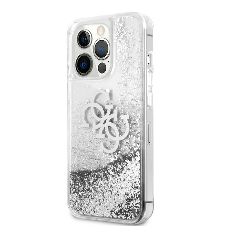 CG MOBILE Guess Liquid Glitter Case with 4G Electroplated Logo Compatible for iPhone 13 Pro (6.1") Anti-Scratch, Easy Access to All Ports, Shock Absorption