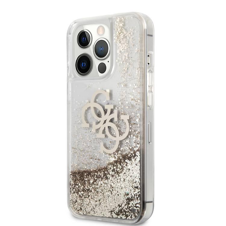 CG MOBILE Guess Liquid Glitter Case with 4G Electroplated Logo Compatible for iPhone 13 Pro (6.1") Anti-Scratch, Easy Access to All Ports, Shock Absorption