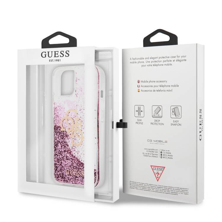 CG MOBILE Guess Liquid Glitter Case with 4G Electroplated Logo Compatible for iPhone 13 Mini (5.4") Anti-Scratch, Easy Access to All Ports, Shock Absorption