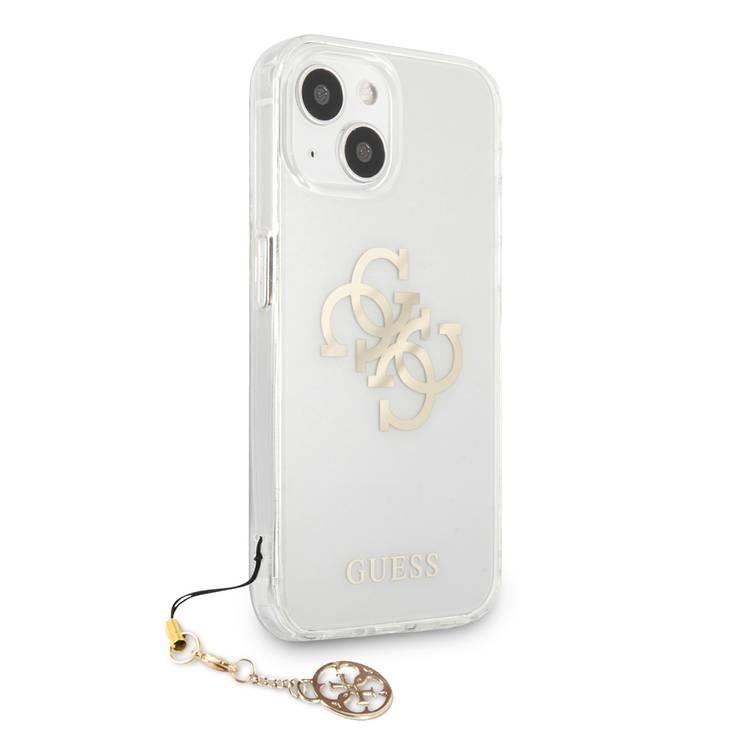 CG MOBILE Guess PC/TPU Case Transparent 4G Electroplated Logo with Elegant Charm Compatible for iPhone 13 Pro Max (6.7") Anti-Scratch, Easy Access to All Ports, Shock Absorption, Protective Back Cover Suitable with Wireless Charging Officially Licensed