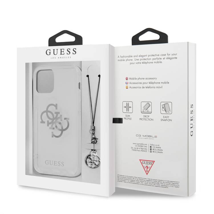 CG MOBILE Guess PC/TPU Case Transparent 4G Electroplated Logo with Elegant Charm Compatible for iPhone 13 (6.1") Anti-Scratch, Easy Access to All Ports