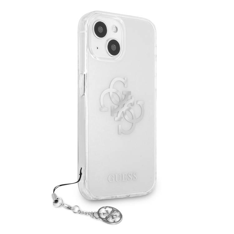 CG MOBILE Guess PC/TPU Case Transparent 4G Electroplated Logo with Elegant Charm Compatible for iPhone 13 (6.1") Anti-Scratch, Easy Access to All Ports
