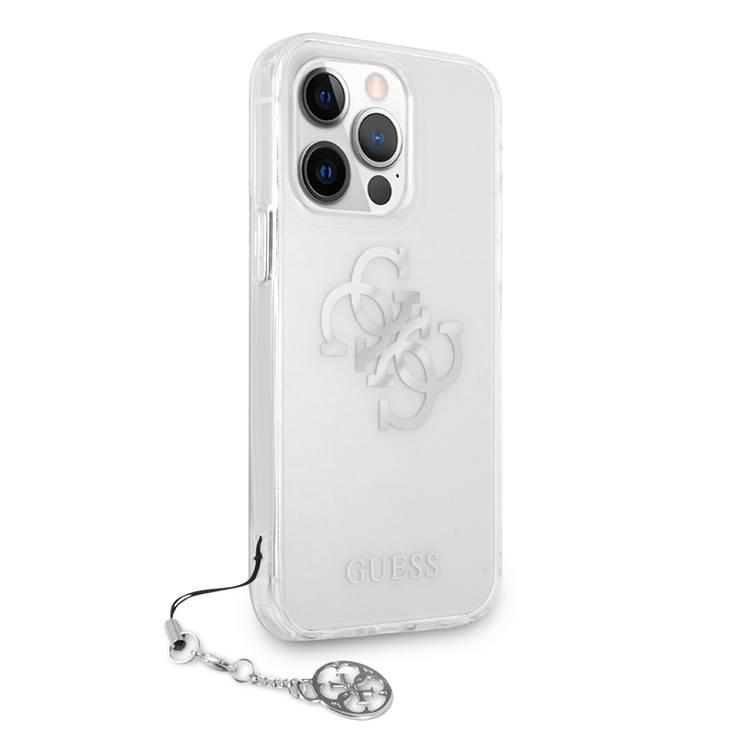 CG MOBILE Guess PC/TPU Case Transparent 4G Electroplated Logo with Elegant Charm Compatible for iPhone 13 Pro (6.1") Anti-Scratch, Easy Access to All Ports