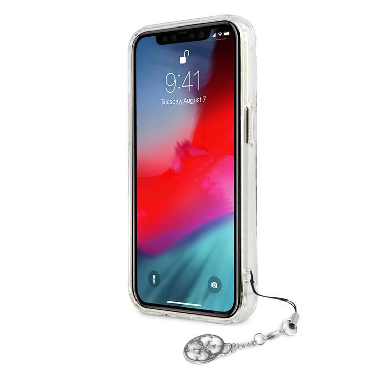 CG MOBILE Guess PC/TPU Case Transparent 4G Electroplated Logo with Elegant Charm Compatible for iPhone 13 Pro Max (6.7") Anti-Scratch, Easy Access to All Ports, Shock Absorption, Protective Back Cover Suitable with Wireless Charging Officially Licensed