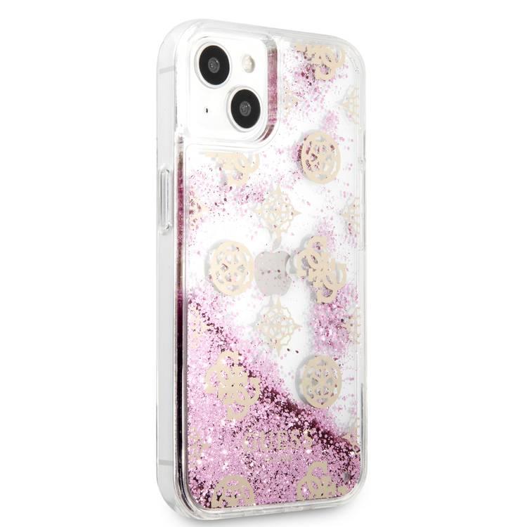 CG MOBILE Guess Liquid Glitter Case Electroplated Peony Logo Compatible for iPhone 13 (6.1") Anti-Scratch, Easy Access to All Ports, Shock Absorption