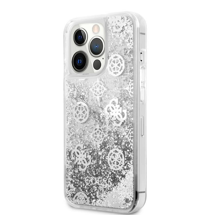 CG MOBILE Guess Liquid Glitter Case Electroplated Peony Logo Compatible for iPhone 13 Pro (6.1") Anti-Scratch, Easy Access to All Ports, Shock Absorption