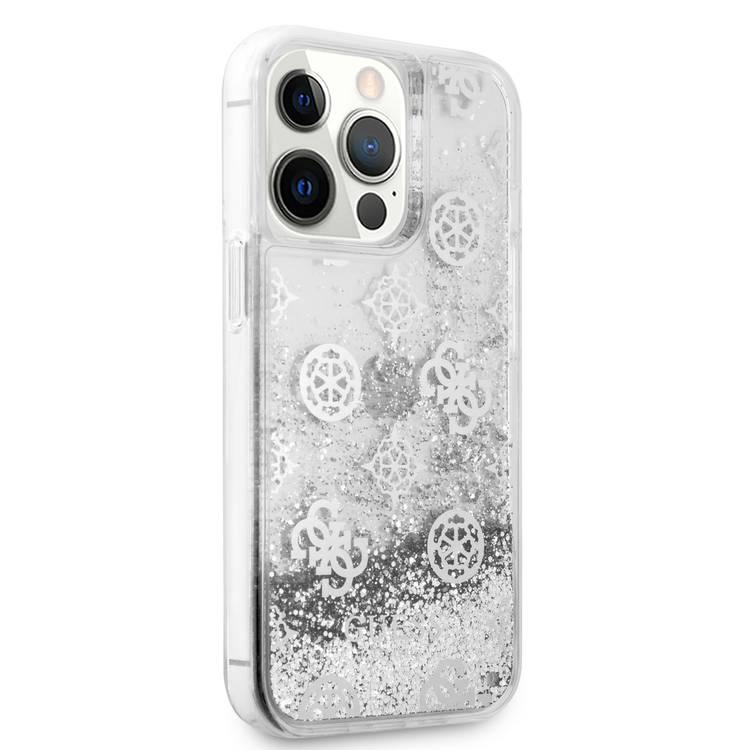 CG MOBILE Guess Liquid Glitter Case Electroplated Peony Logo Compatible for iPhone 13 Pro Max (6.7") Anti-Scratch, Easy Access to All Ports, Shock Absorption & Drop Protective Back Cover Suitable with Wireless Charging Officially Licensed