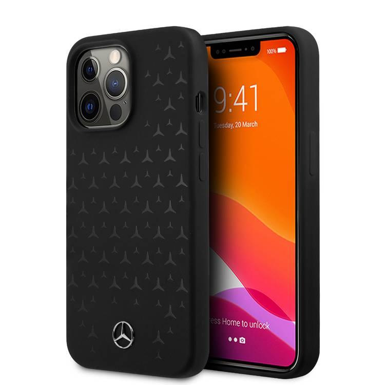 CG MOBILE Mercedes Benz Liquid Silicone Case With Stars Pattern Compatible for iPhone 13 Pro Max (6.7") Anti-Scratch, Easy Access to All Ports, Drop Protection & Shock Absorption Back Cover Suitable with Wireless Charging Officially Licensed