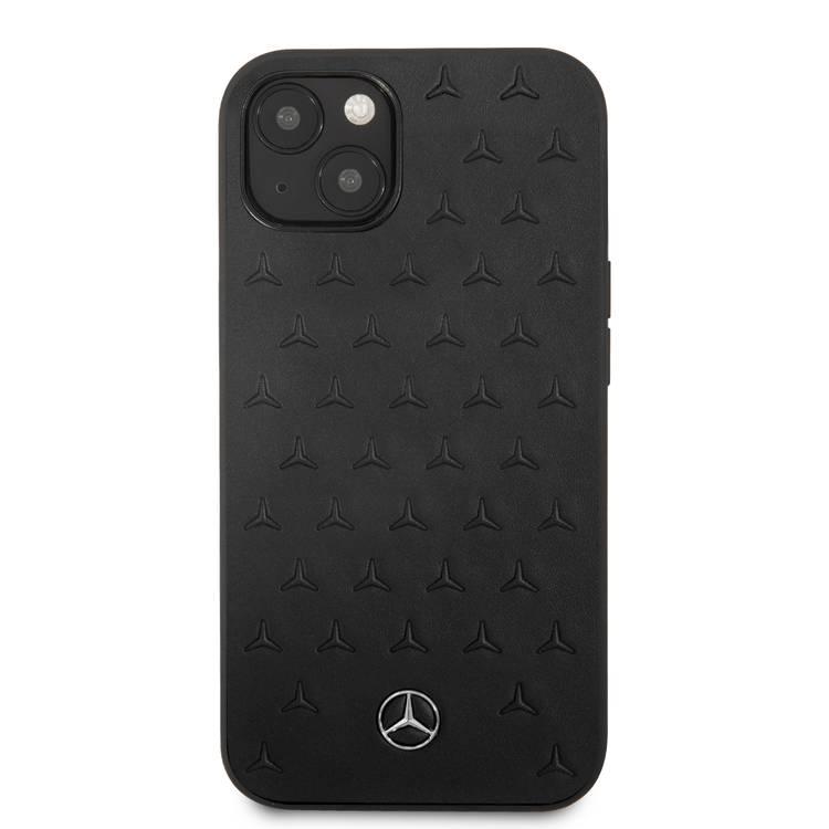 CG MOBILE Mercedes Benz Genuine Leather Hard Case Quilted Stars Pattern Metal Star Logo Compatible for iPhone 13 (6.1") Easy Access to All Ports