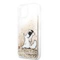 CG MOBILE Karl Lagerfeld Liquid Glitter Case Choupette Fun for iPhone 13 (6.1") Drop Protection & Shock Absorption Suitable with Wireless Chargers Officially Licensed Gold
