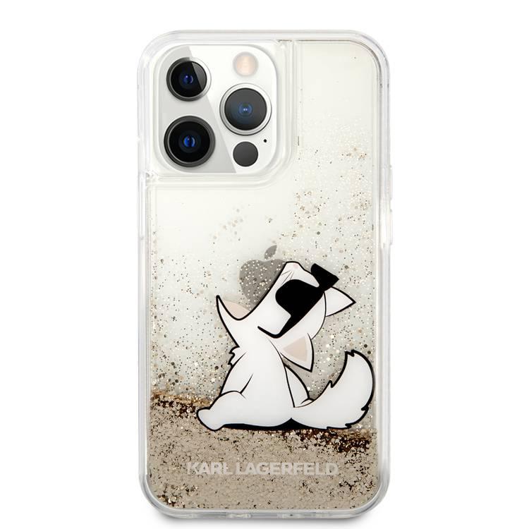 CG MOBILE Karl Lagerfeld Liquid Glitter Case Choupette Fun for iPhone 13 Pro Max (6.7") Drop Protection & Shock Absorption Suitable with Wireless Chargers Officially Licensed Gold