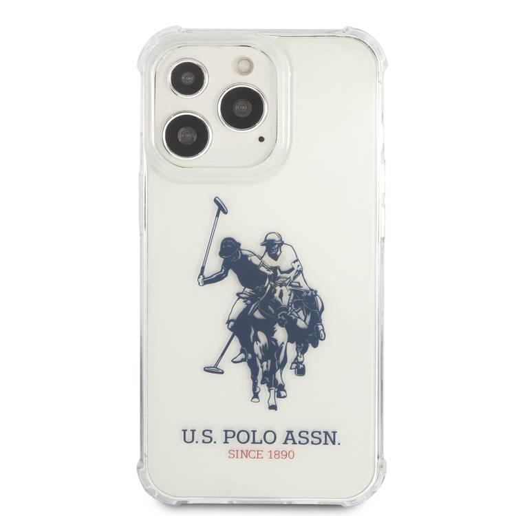 CG MOBILE U.S. Polo Assn. PC/TPU Shiny Case USPA Logo with Anti-Lost Blue Nylon Cord Compatible for iPhone 13 Pro (6.1") Easy Access to All Ports, Anti-Scratch