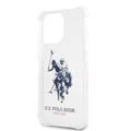 CG MOBILE U.S. Polo Assn. PC/TPU Shiny Case USPA Logo with Anti-Lost Blue Nylon Cord Compatible for iPhone 13 Pro (6.1") Easy Access to All Ports, Anti-Scratch