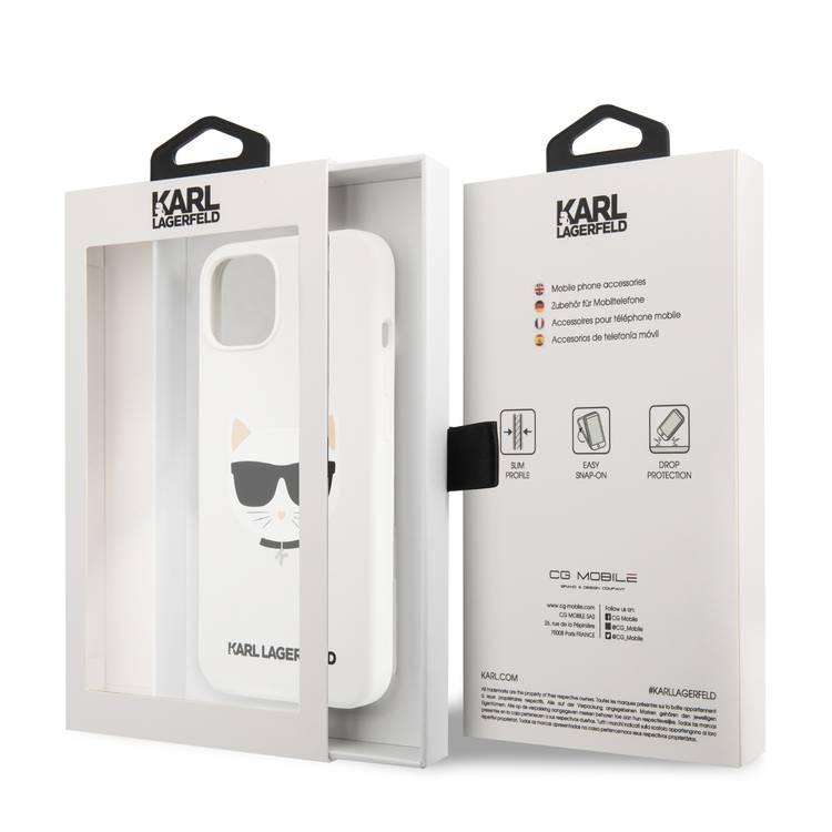 جراب CG MOBILE Karl Lagerfeld من السيليكون السائل Choupette Head متوافق مع iPhone 13 (6.1 بوصة) سهل الوصول إلى جميع المنافذ ومضاد للخدش وامتصاص الصدمات