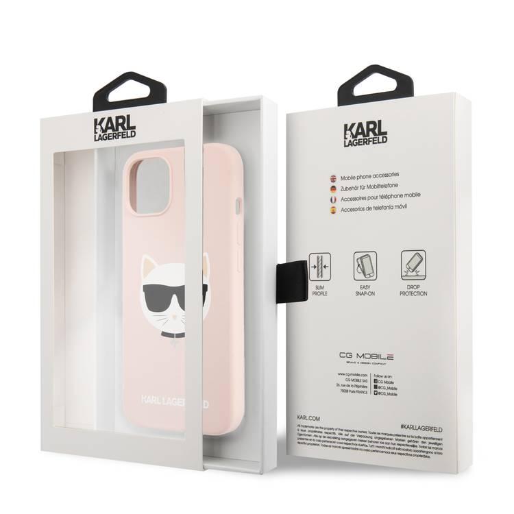 جراب CG MOBILE Karl Lagerfeld من السيليكون السائل Choupette Head متوافق مع iPhone 13 (6.1 بوصة) سهل الوصول إلى جميع المنافذ ومضاد للخدش وامتصاص الصدمات