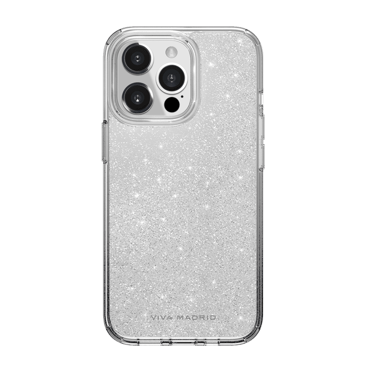Viva Madrid Celeste TPU/PC Air Pockets Case for Apple iPhone 13 Pro Max (6.7") 360º Full Protection, 3ft. Shockproof Clear / Silver Glitters
