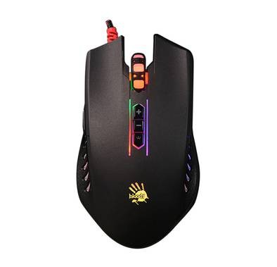 Bloody Q81 Neon XGlide Gaming Mouse with 2 Side Buttons, 3200 CPI Adjustable, 3 Neon Lightning Effects, Wired Mouse  - Black