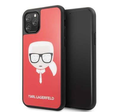 CG MOBILE Karl Lagerfeld Double Layers Case with Glitter Head Compatible for Apple iPhone 11 Pro Max (6.5") Shock Absorbent & Scratch Resistant, Easy Access to All Ports, Drop