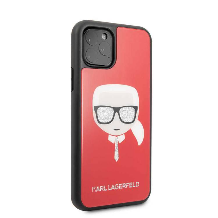 CG MOBILE Karl Lagerfeld Double Layers Case with Glitter Head Compatible for Apple iPhone 11 Pro Max (6.5") Shock Absorbent & Scratch Resistant, Easy Access to All Ports, Drop Protection Back Cover Officially Licensed