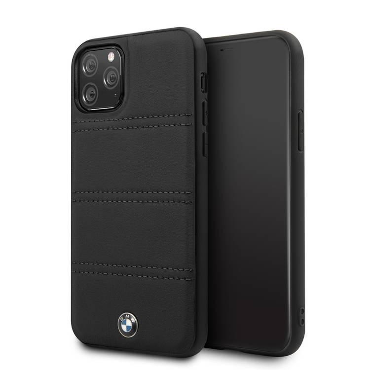 CG Mobile BMW Hard Case Leather Horizontal Lines Compatible For iPhone 11 Pro Max (6.5") Officially Licensed, Shock Resistant, Scratches Resistant, Easy Access