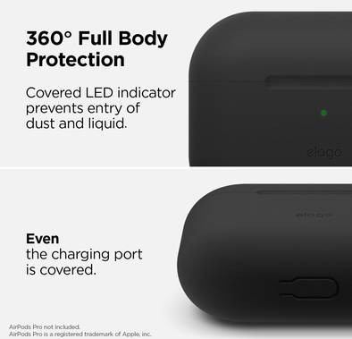 Elago Premier Pack # 1 Compatible for AirPods Pro ( Case / Dust Guard ) Anti-Scratch, Special Dust Sticker Protection  Suitable with Wireless Charging - Black