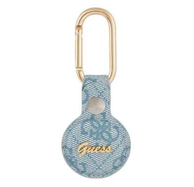 CG MOBILE Guess 4G PU Script Logo Case with Dog Clip Compatible for Airtag, Suitable for AirTag Bluetooth Tracker, Liner Bags Officially Licensed - Blue