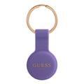 CG MOBILE Guess Silicone Classic Logo Case with Keychain Compatible for Airtag, Portable Protective Skin Cover, Anti-Lost Holder with Key Ring Suitable for AirTag Bluetooth Tracker, Easy to Attach Keys, Backpacks, Liner Bags Officially Licensed - Purple