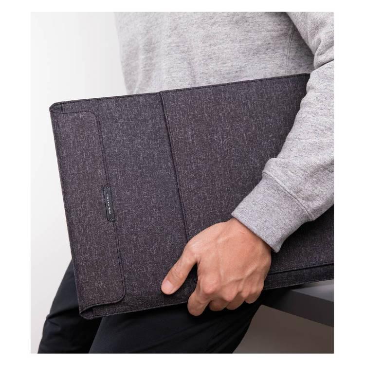 Viva Madrid Genuine Leather Rever Multi-Functional Laptop Sleeve Quilted Microfiber Lining Embedded with Anti-Microbial Compatible for MacBook Pro ( 13" ) Woven Fabric Water Resistant Cover with Built-in Stand & Mouse Pad, Flip & Prop Sleeve
