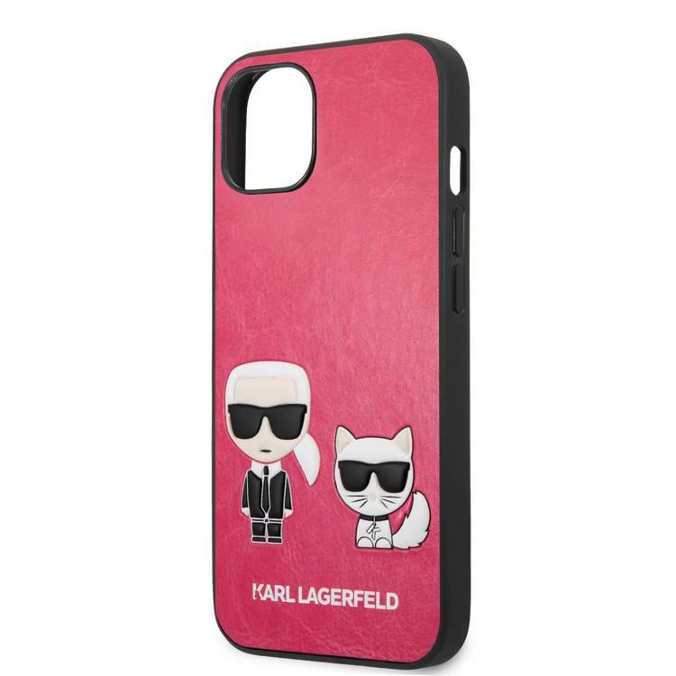 جراب CG MOBILE Karl Lagerfeld من جلد البولي يوريثان بتصميم Karl &amp; Choupette متوافق مع iPhone 13 (6.1 بوصة) سهل الوصول إلى جميع المنافذ ومقاوم للخدش وحماية من السقوط