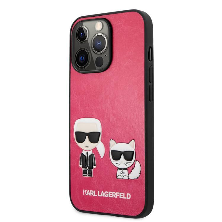 جراب CG MOBILE Karl Lagerfeld من جلد البولي يوريثان بتصميم Karl &amp; Choupette متوافق مع iPhone 13 Pro (6.1 بوصات) سهل الوصول إلى جميع المنافذ ومقاوم للخدش وحماية من السقوط