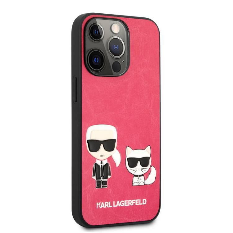 جراب CG MOBILE Karl Lagerfeld من جلد البولي يوريثان بتصميم Karl &amp; Choupette متوافق مع iPhone 13 Pro (6.1 بوصات) سهل الوصول إلى جميع المنافذ ومقاوم للخدش وحماية من السقوط