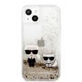 CG MOBILE Karl Lagerfeld Liquid Glitter Case Karl And Choupette Head Compatible for iPhone 13 Mini (5.4") Easy Access to All Ports, Scratch Resistant, Drop Protection Back Cover