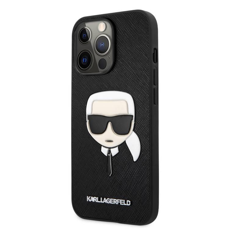 CG MOBILE Karl Lagerfeld PU Saffiano Case with Embossed Karl`s Head Compatible for iPhone 13 Pro (6.1") Easy Access to All Ports, Scratch Resistant, Drop Protection Back Cover