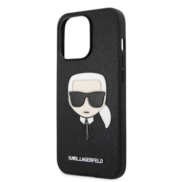 CG MOBILE Karl Lagerfeld PU Saffiano Case with Embossed Karl`s Head Compatible for iPhone 13 Pro (6.1") Easy Access to All Ports, Scratch Resistant, Drop Protection Back Cover