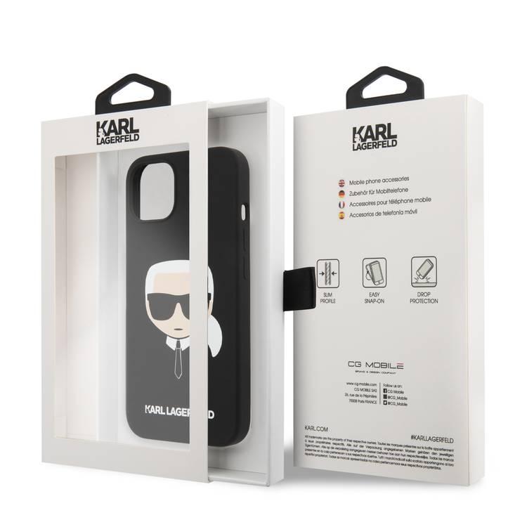 CG MOBILE Karl Lagerfeld Liquid Silicone Case Karl`s Head Compatible for iPhone 13 (6.1") Shock & Scratch Resistant, Easy Access to All Ports, Drop Protection Back Cover