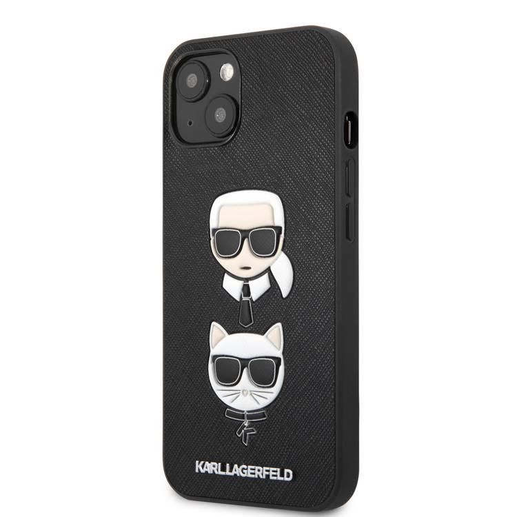 CG MOBILE Karl Lagerfeld PU Saffiano Case with Embossed Karl & Choupette Head Compatible for iPhone 13 (6.1") Scratch Resistant, Easy Access to All Ports, Drop Protection