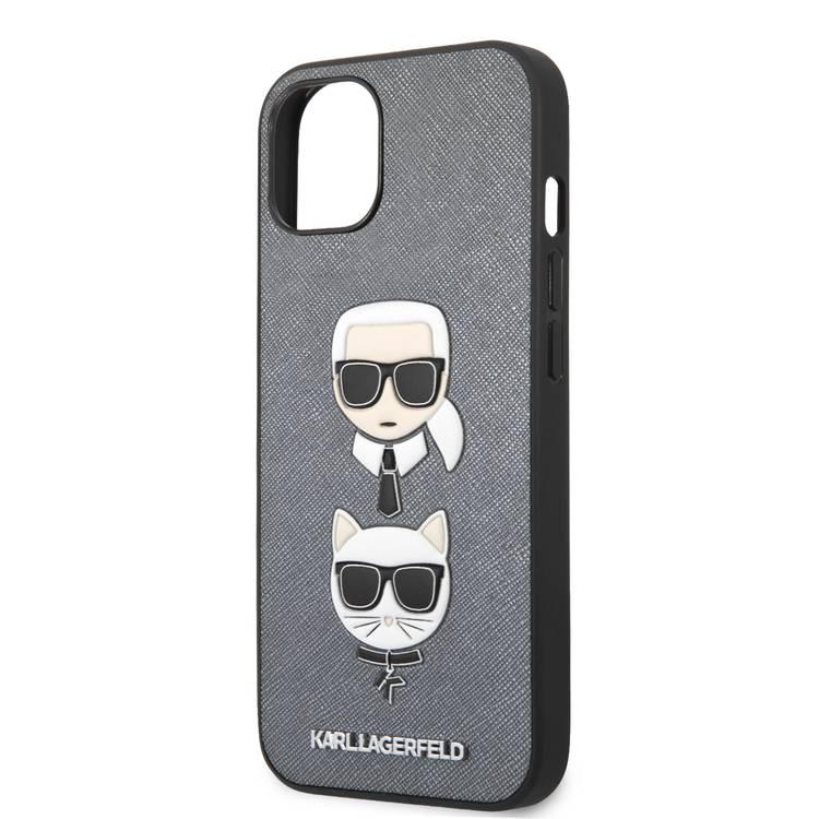 CG MOBILE Karl Lagerfeld PU Saffiano Case with Embossed Karl & Choupette Head Compatible for iPhone 13  (6.1") Scratch Resistant, Easy Access to All Ports, Drop Protection